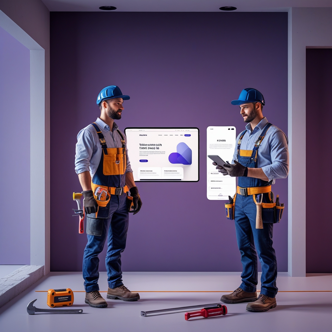 Professional tradesman with digital tools